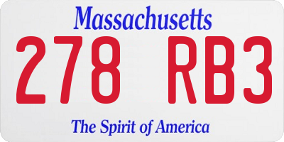 MA license plate 278RB3