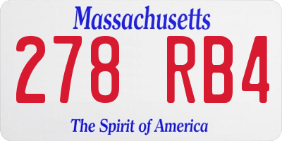 MA license plate 278RB4