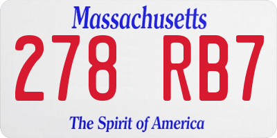 MA license plate 278RB7