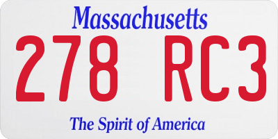 MA license plate 278RC3