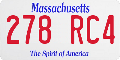 MA license plate 278RC4