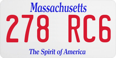 MA license plate 278RC6