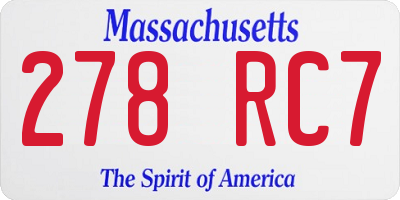 MA license plate 278RC7