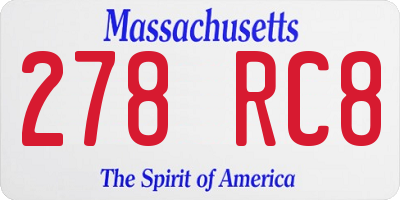 MA license plate 278RC8