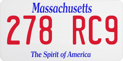 MA license plate 278RC9