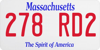 MA license plate 278RD2