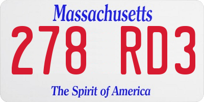 MA license plate 278RD3
