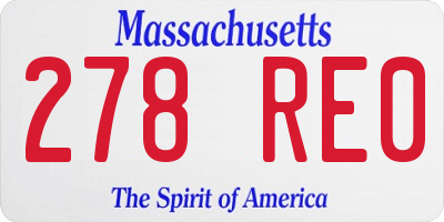 MA license plate 278RE0