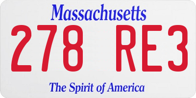 MA license plate 278RE3