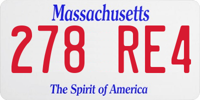 MA license plate 278RE4