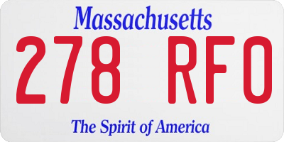 MA license plate 278RF0