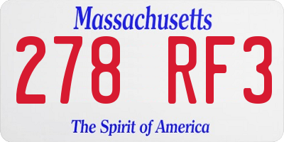 MA license plate 278RF3