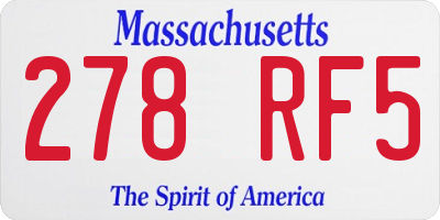 MA license plate 278RF5