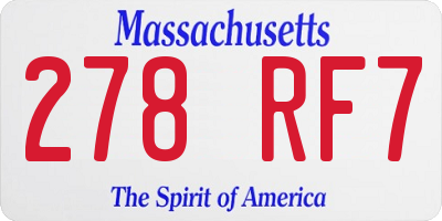 MA license plate 278RF7
