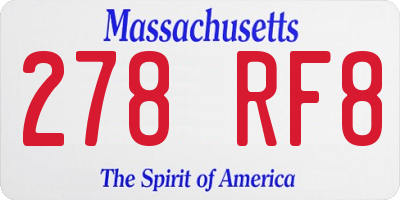 MA license plate 278RF8