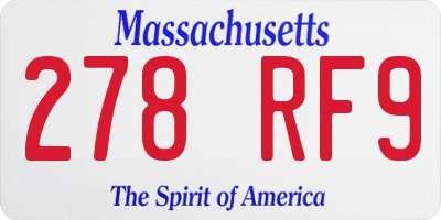 MA license plate 278RF9