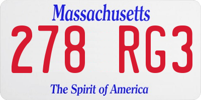 MA license plate 278RG3