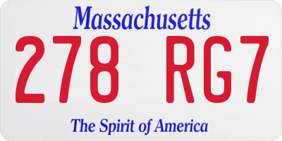 MA license plate 278RG7