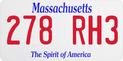 MA license plate 278RH3
