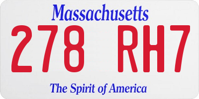 MA license plate 278RH7