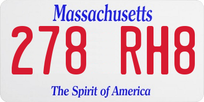 MA license plate 278RH8