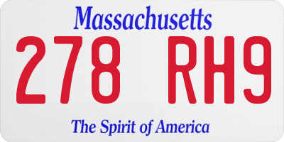 MA license plate 278RH9