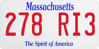 MA license plate 278RI3