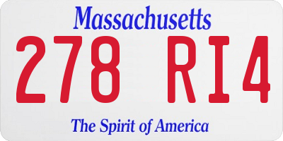MA license plate 278RI4