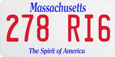 MA license plate 278RI6