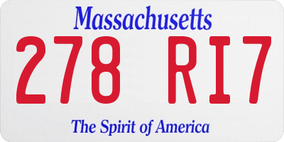 MA license plate 278RI7