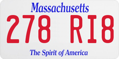 MA license plate 278RI8