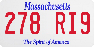 MA license plate 278RI9