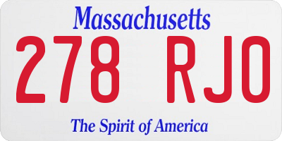 MA license plate 278RJ0
