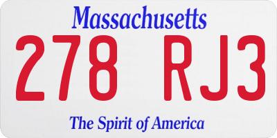 MA license plate 278RJ3