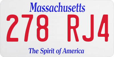 MA license plate 278RJ4