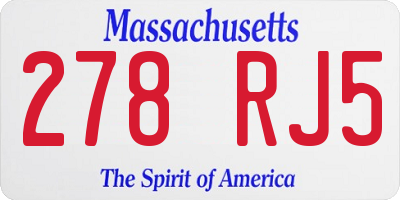 MA license plate 278RJ5