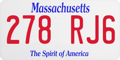 MA license plate 278RJ6