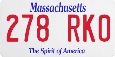 MA license plate 278RK0