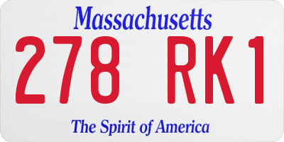 MA license plate 278RK1
