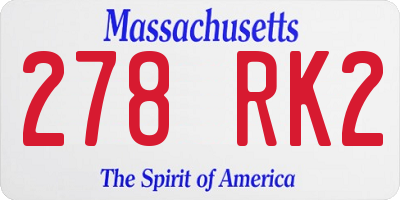 MA license plate 278RK2