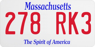MA license plate 278RK3