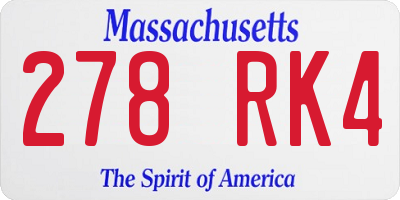 MA license plate 278RK4