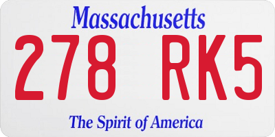 MA license plate 278RK5