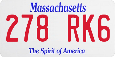 MA license plate 278RK6