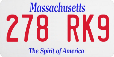 MA license plate 278RK9
