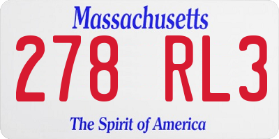 MA license plate 278RL3