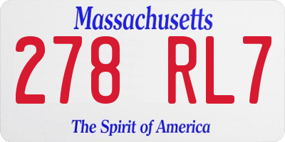 MA license plate 278RL7