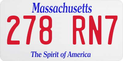 MA license plate 278RN7