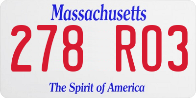 MA license plate 278RO3