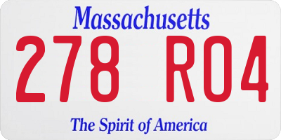 MA license plate 278RO4